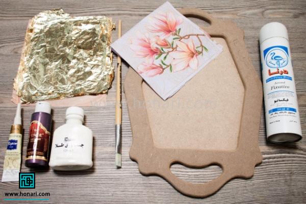 سینی چوبی ورق طلا