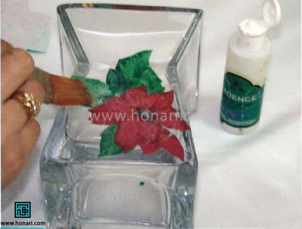  تزیین گلدان با دکوپاژ و بیدوسفر