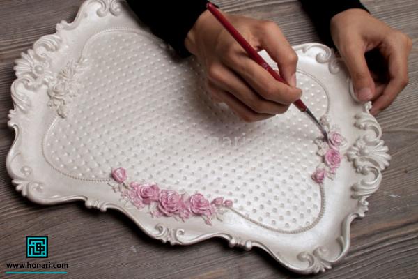 رنگ آمیزی ست سینی و زیرلیوانی پلی استر