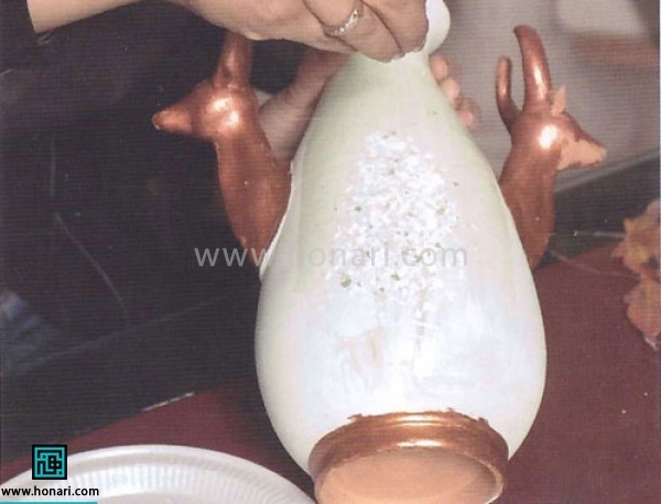 تزیین گلدان سفالی