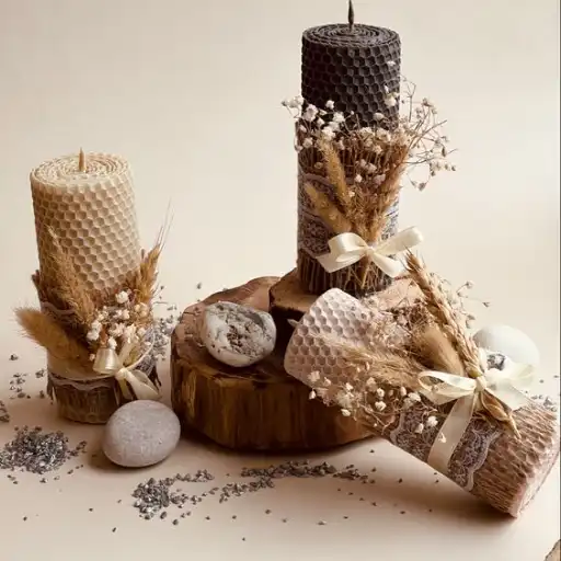 تزئین شمع با موم عسل
