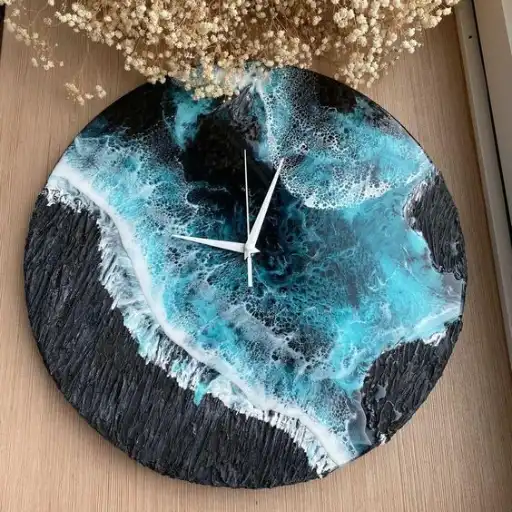 نمونه ساعت رزینی آبی طرح دریا