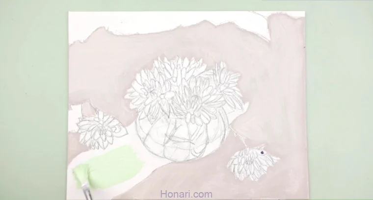 مرحله سوم نحوه کار با رنگ اکریلیک