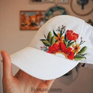 طرح گلدوزی روی کلاه کدخترانه