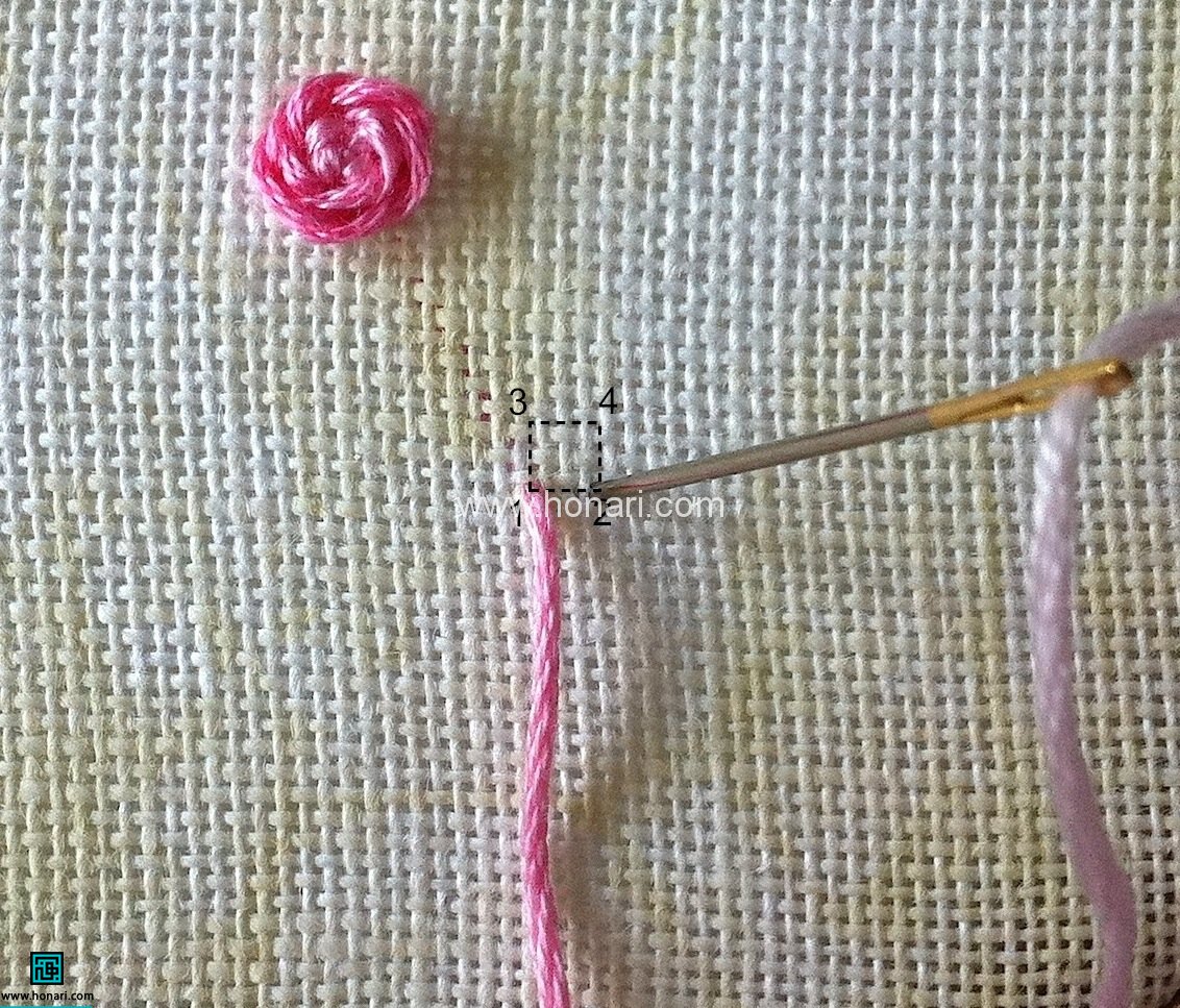 گلدوزی گل رز ساده