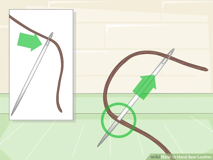 نخ کردن سوزن برای دوخت چرم
