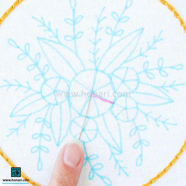 اموزش گلدوزی گل رز عنکبوتی