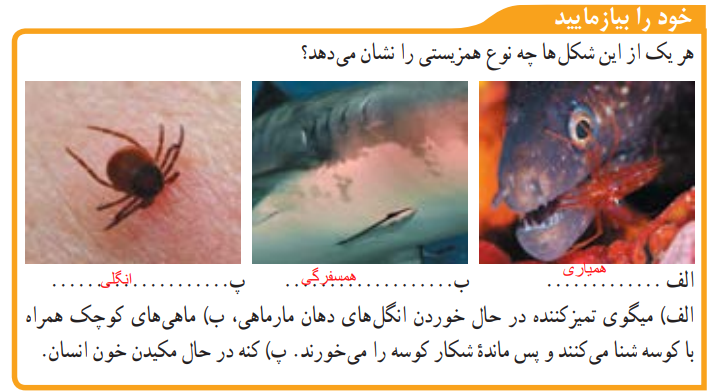 خود را بیازمایید صفحه ۱۶۷ علوم نهم