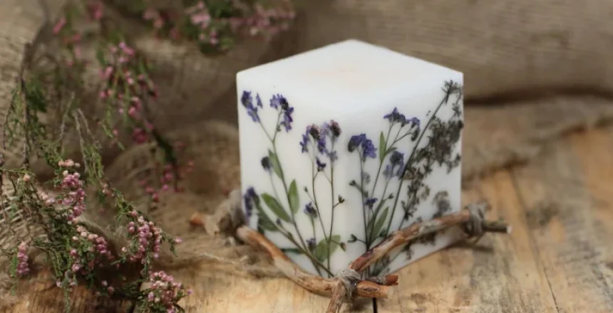 تزیین شمع با گل خشک طبیعی